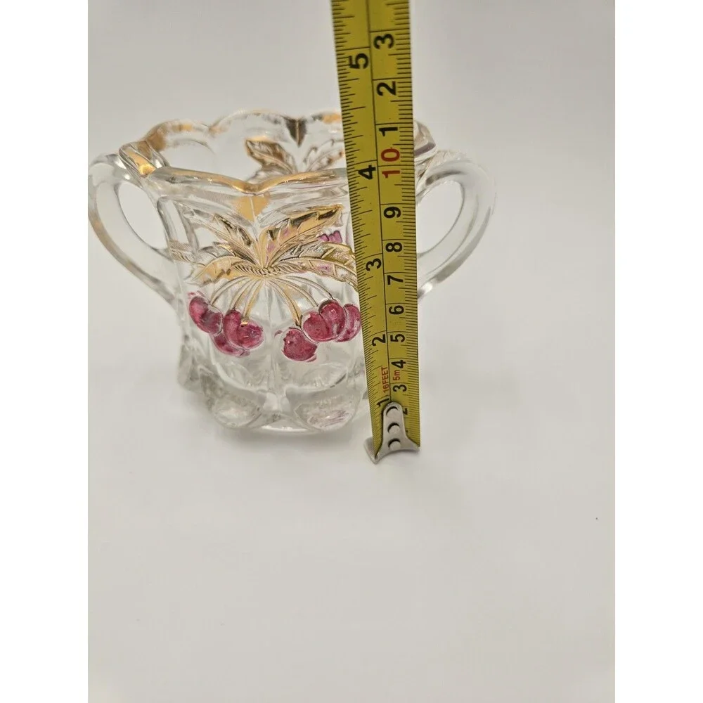 Vintage Northwood Glass Cherry And Cable Open Sugar Bowl Or Spooner‎ 4